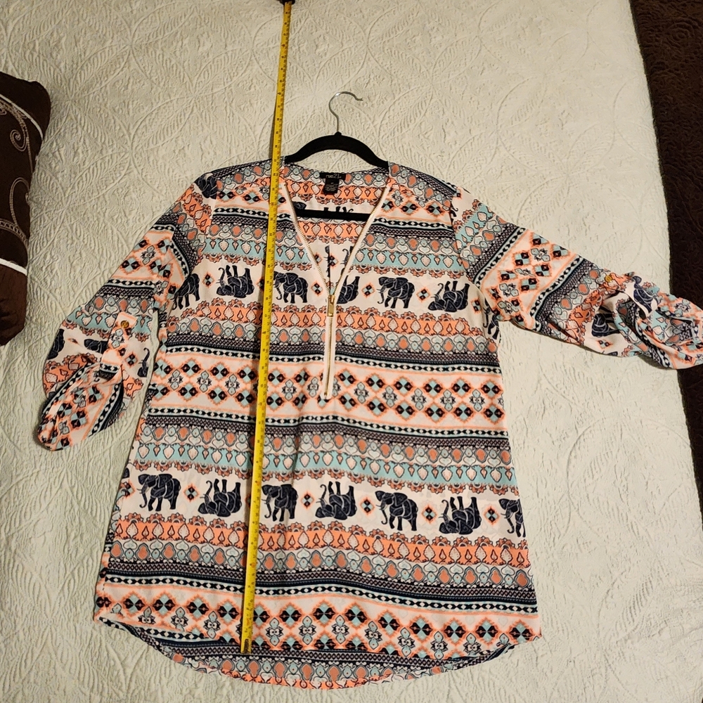 Rue21 boho elephant print boho chiffon blouse - Picture 4 of 8